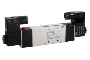 4V230P06CT AIRTAC CONTROL VALVE, 4V2 SERIES, DOUBLE SOLENOID 4 WAY 3 POSITION PRESSURE CENTER  110VAC, 1/8"NPT, DIN